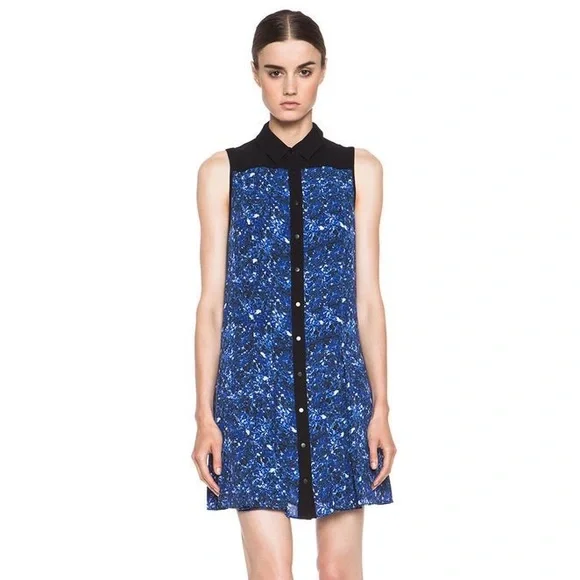 NEW Proenza Schouler Silk Microprint Shirt Dress - Picture 6 of 16